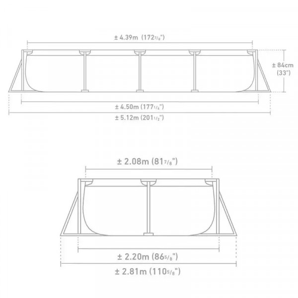 Каркасный бассейн INTEX Frame Set, прямоугольный, 28274, 450х220х84см