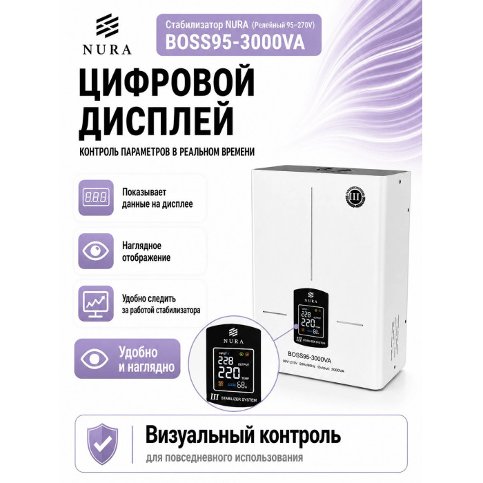 Релейный Стабилизатор NURA (Релейный 95-270V) BOSS95-3000VA - 4