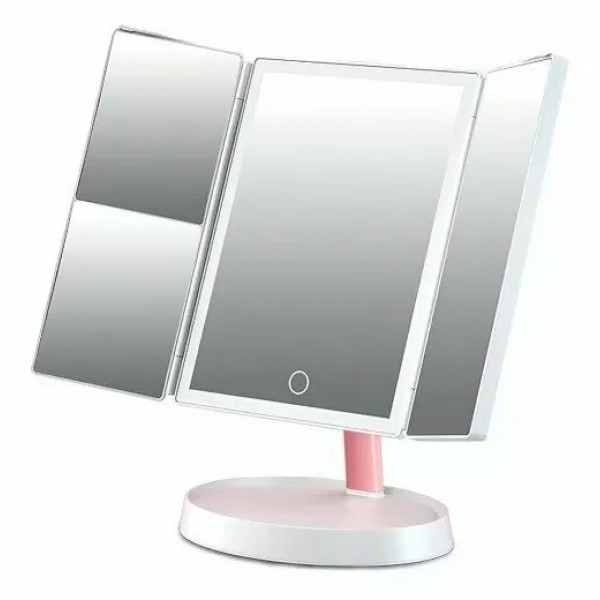 Зеркало косметическое для макияжа раскладное с автономной подсветкой и увеличением Jordan Judy (NV549)